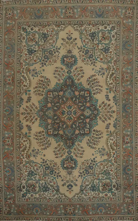 Vintage Wool Tabriz Persian Area Rug 6x10