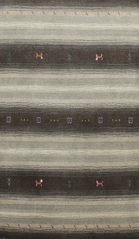 Striped Wool Gabbeh Indian Accent Rug 3x5