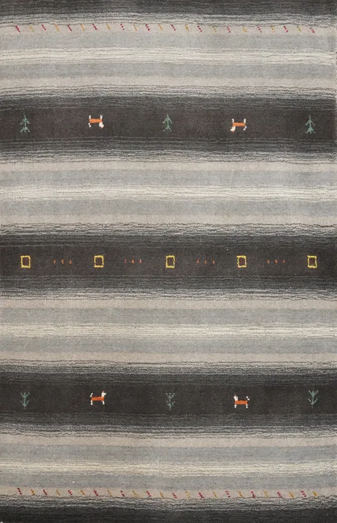 Elegant Handmade Gabbeh Rug 3x5 with Subtle Geometric Patterns