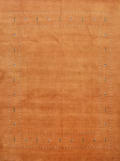 Orange Wool Gabbeh Square Area Rug 8x8