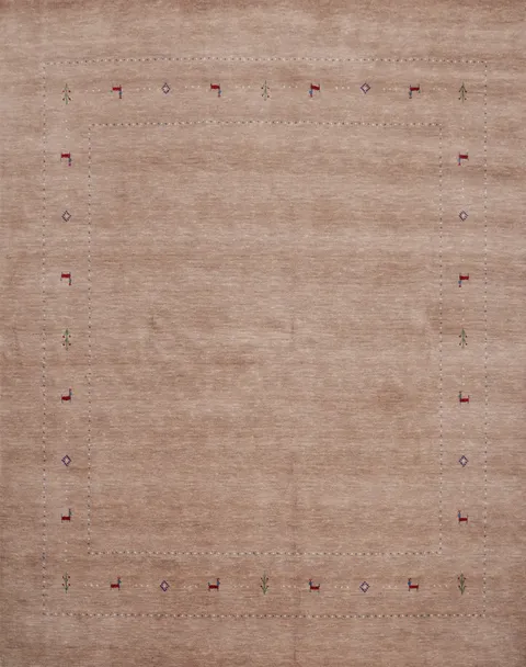 Elegant Minimalist Gabbeh Area Rug 8x8 with Subtle Animal Accents