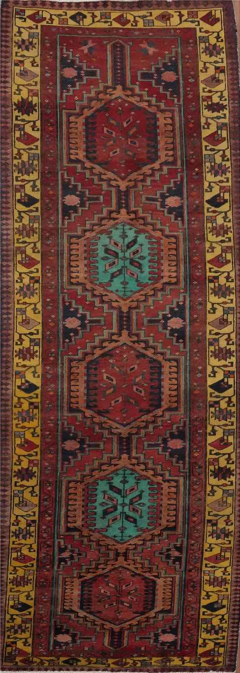 Vintage Wool Heriz Persian Runner Rug 3x11