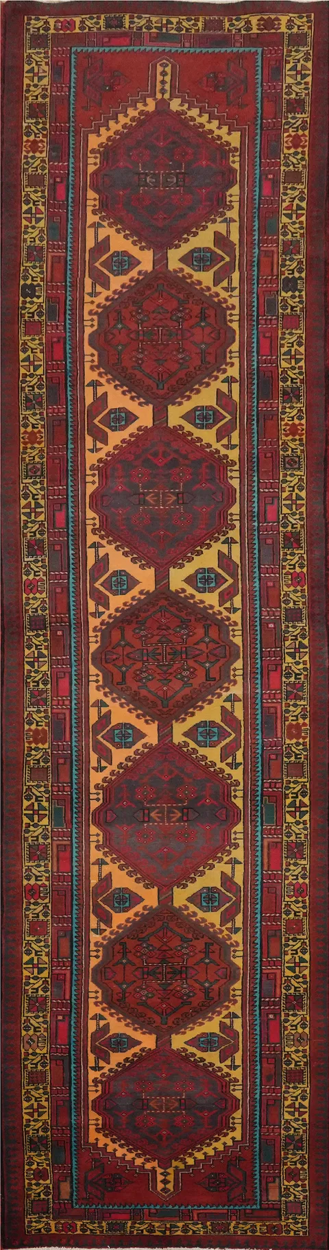 Geometric Ardebil Persian Runner Rug 4x15