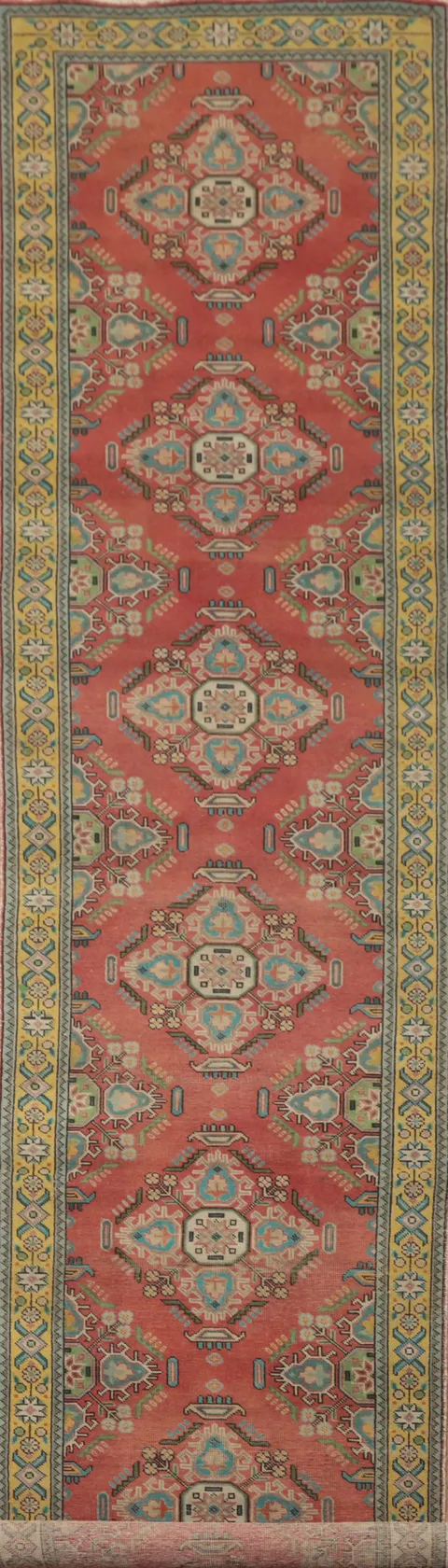 Geometric Wool Tabriz Persian Runner Rug 3x16