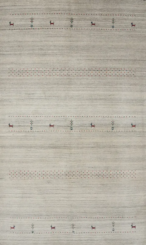 Elegant Minimalist Gabbeh Area Rug 5x8 with Subtle Geometric Patterns