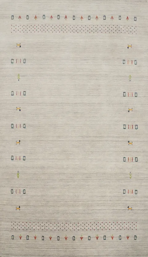 Elegantly Minimalist Gabbeh Area Rug 5x8 with Subtle Tribal Accents