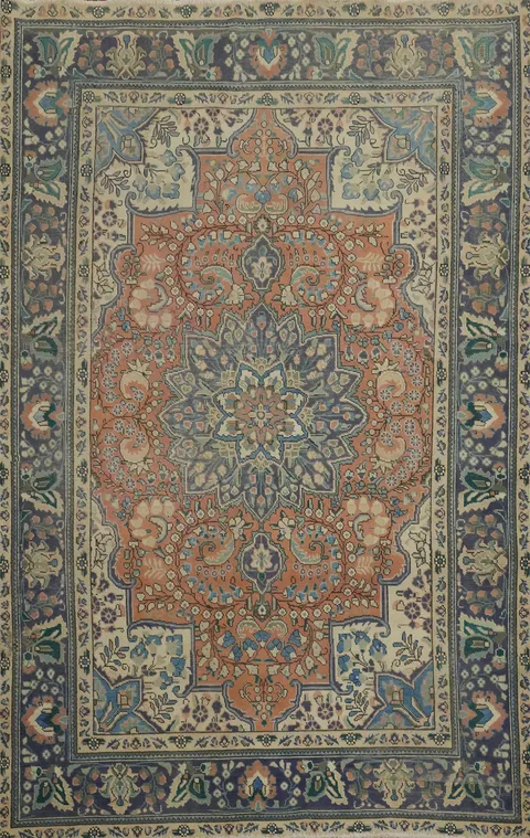 Traditional Wool Floral Tabriz Persian Area Rug 6x10