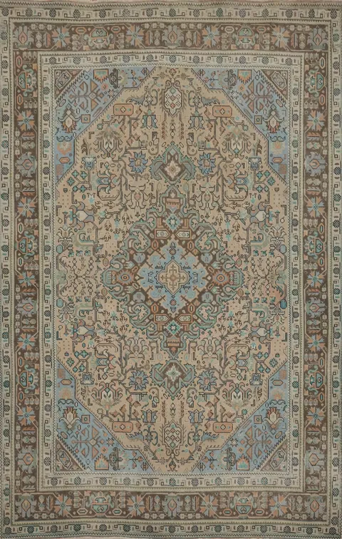 Vintage Wool Tabriz Persian Area Rug 6x9