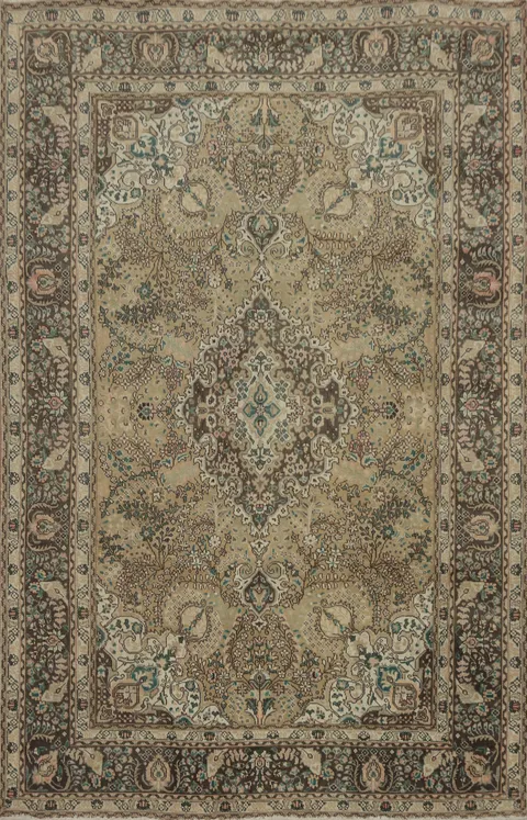 Traditional Wool Floral Tabriz Persian Area Rug 6x9