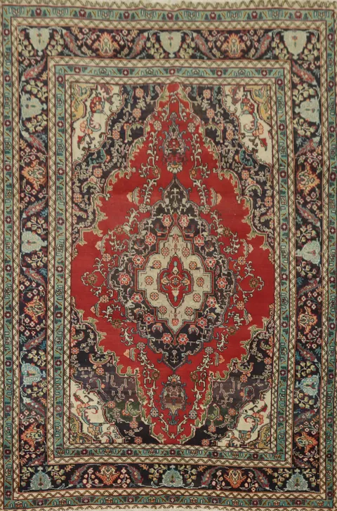 Traditional Red Tabriz Persian Area Rug 6x9