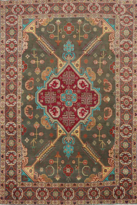 Handmade Geometric Tabriz Persian Rug 4x6