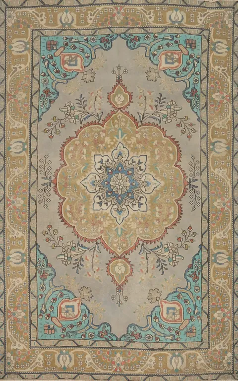 Handmade Vintage Tabriz Persian Area Rug 7x9