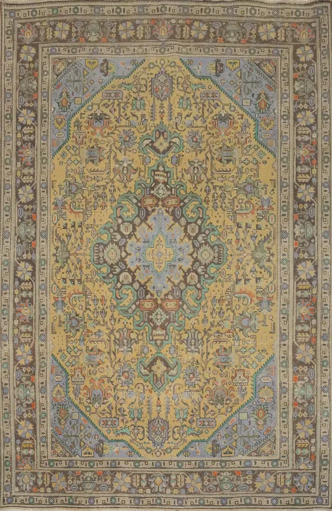 Traditional Wool Geometric Tabriz Persian Area Rug 6x9