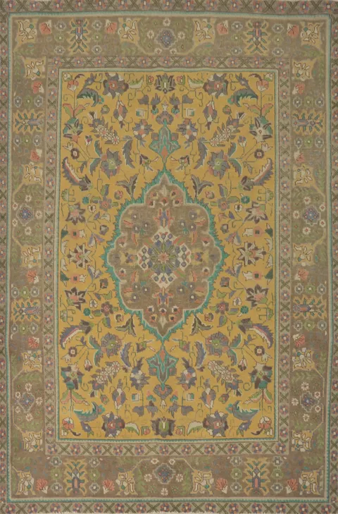 Traditional Floral Tabriz Persian Area Rug 7x9