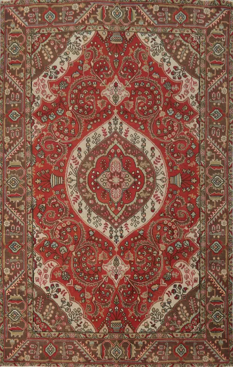 Traditional Floral Tabriz Persian Area Rug 6x9