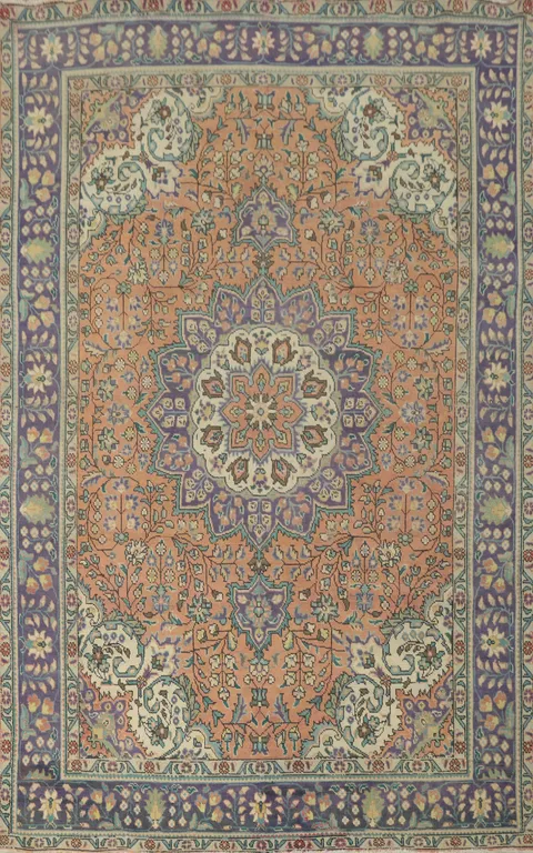 Vintage Wool Floral Tabriz Persian Area Rug 7x10