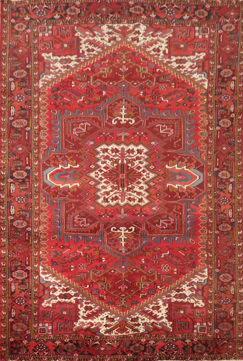 Vintage Geometric Heriz Persian Area Rug 8x11