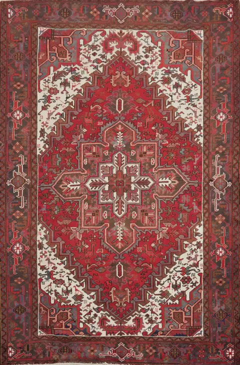 Handmade Wool Heriz Vegetable Dye Persian Rug 7x9