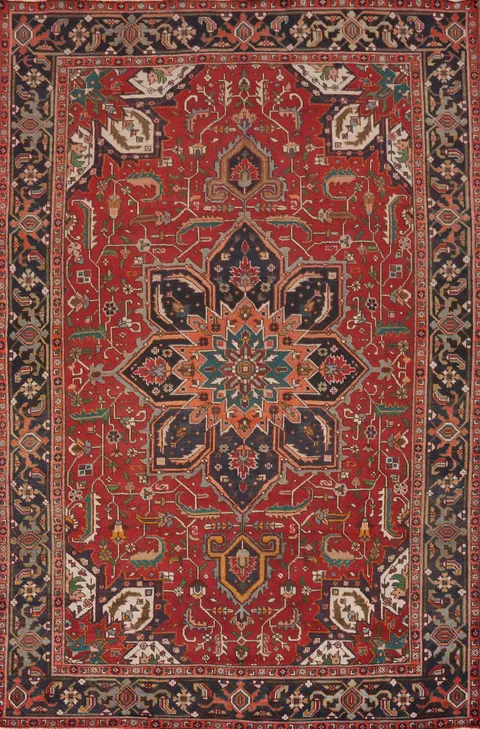 Vegetable Dye Red Heriz Persian Area Rug 8x11