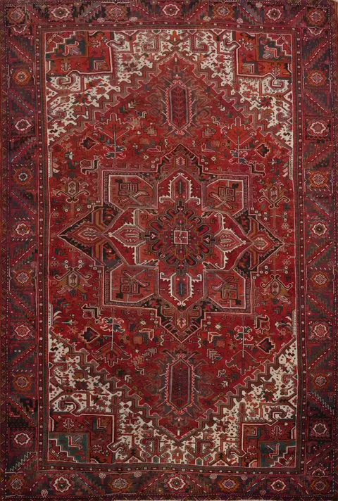 Vegetable Dye Red Heriz Persian Area Rug 10x13