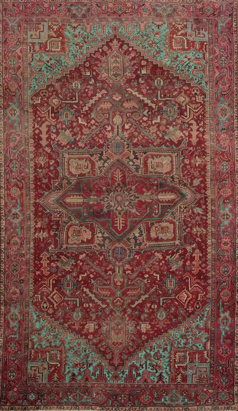 Handmade Red Heriz Vegetable Dye Persian Rug 8x13