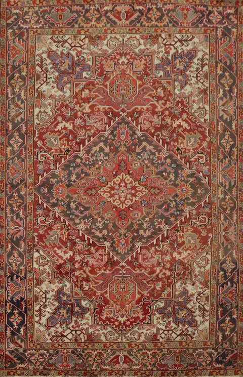 Vegetable Dye Wool Heriz Persian Area Rug 8x11