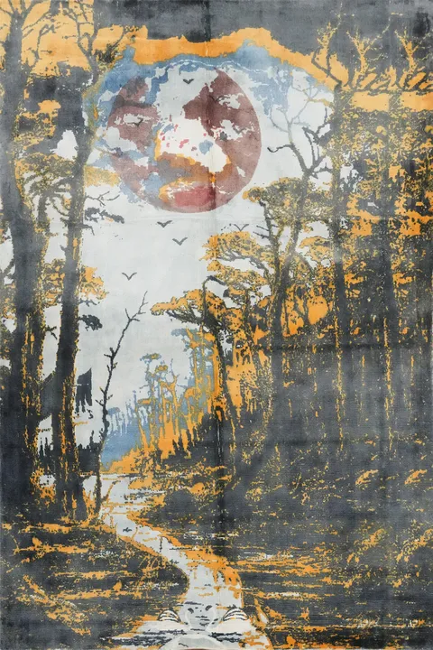 Mystical Forest Scene Area Rug 6x8 for Enchanting Home Decor