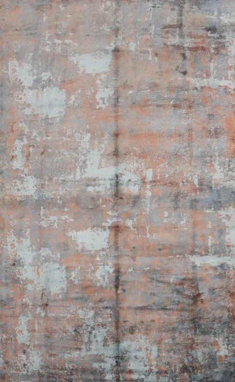 Distressed Look Abstract Rug 6x10 with Rustic Orange and Gray Tones
