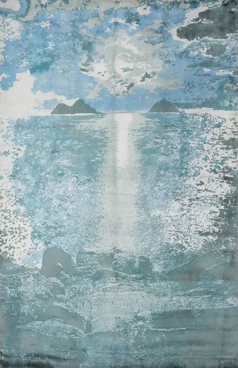 Abstract Coastal Landscape Rug 6x8 for Contemporary Interiors