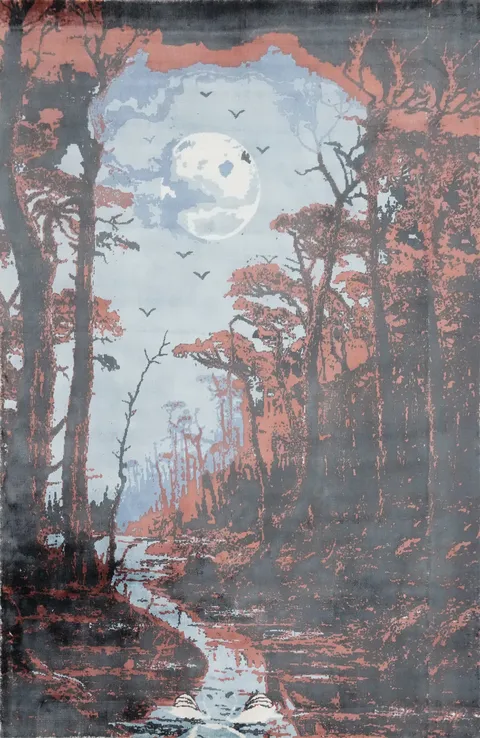 Moonlit Forest Rug 6x8 Enchanting Nature Scene for Home Decor