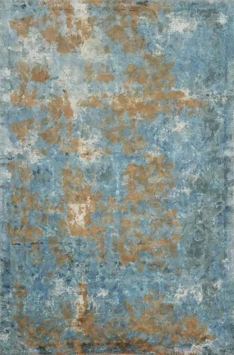 Artistic Blue Abstract Area Rug 6x8 for Contemporary Living Rooms