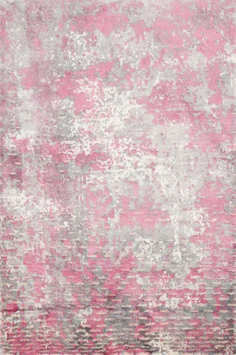 Lush Abstract Pink Tones with Soft Gray Abstract Rug 2x3