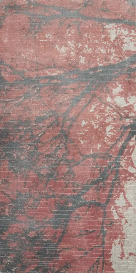 Nature Print Abstract Oriental Runner Rug 2x5