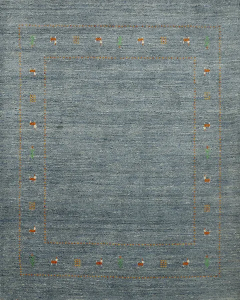 Elegant Gabbeh Rug 5x5 with Subtle Border Accents in Blue Hues