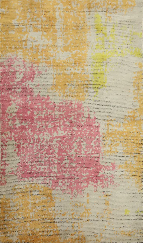 Abstract Multicolor Distressed Look Modern Rug 3x5