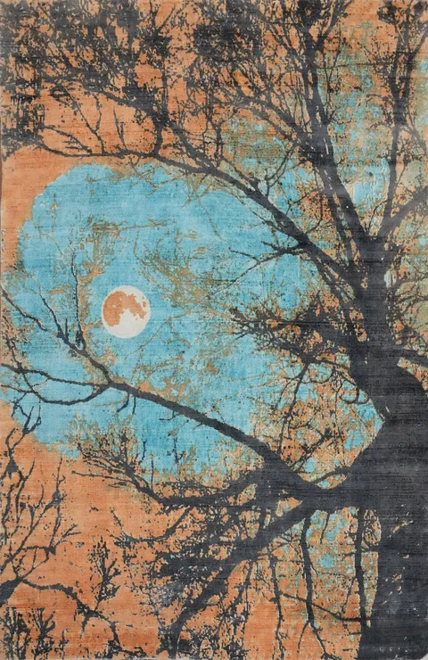 Stunning Tree Silhouette Rug 6x8 with Soothing Earthy Tones