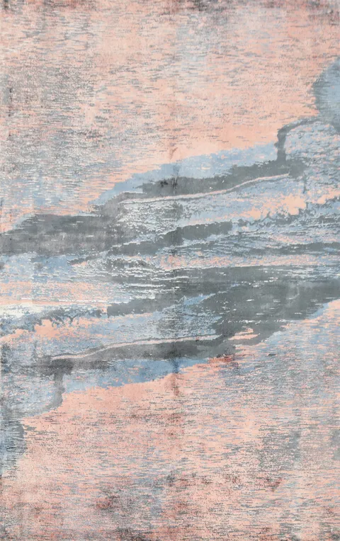Modern Abstract Art Rug 6x8 with Soft Textures and Earthy Hues