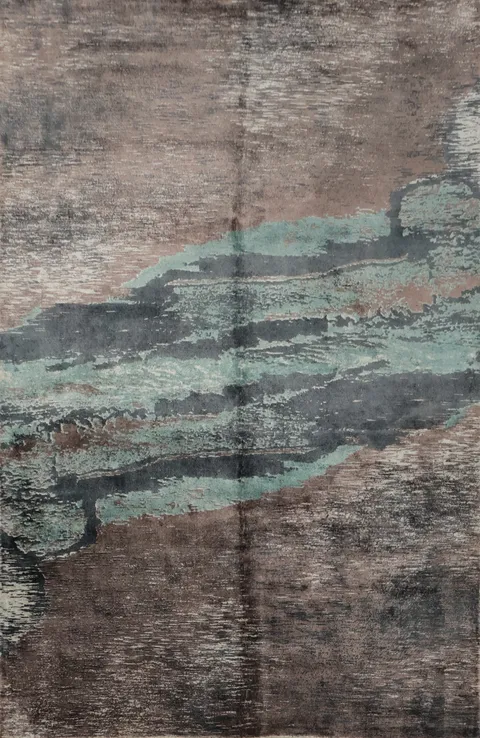 Contemporary Abstract Rug 6x8 with Earth Tone Elegance