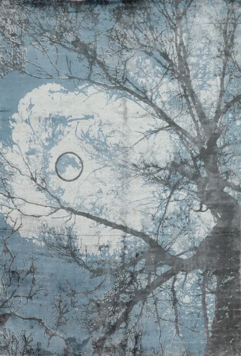 Elegant Tree Design Rug 6x8 in Calming Blue Tones for Cozy Rooms