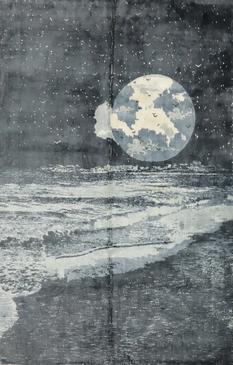 Moonlit Ocean Dreamscape Rug 6x8 for Your Living Room Serenity