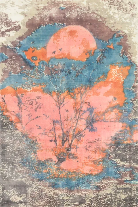 Nature Inspired Area Rug 5x7 Infused with Artistic Sunset Design
