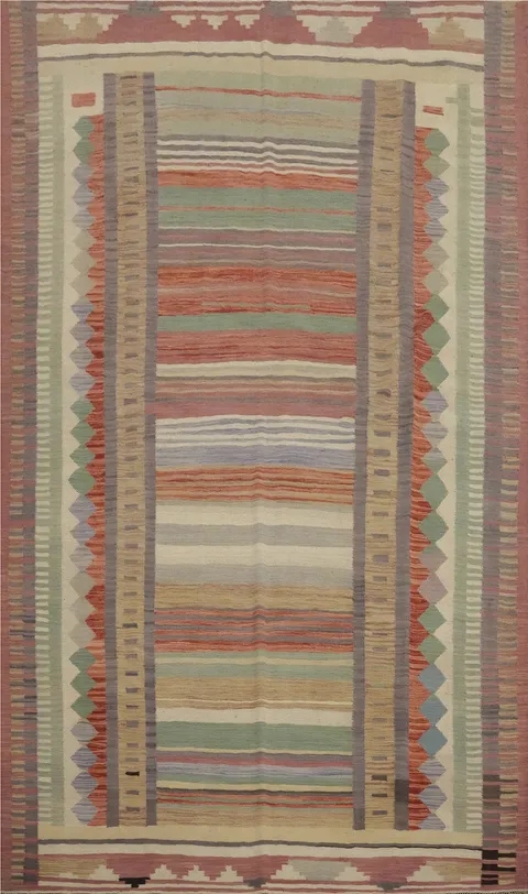 Handwoven Multicolor Tribal Kilim Wool Area Rug 6x10