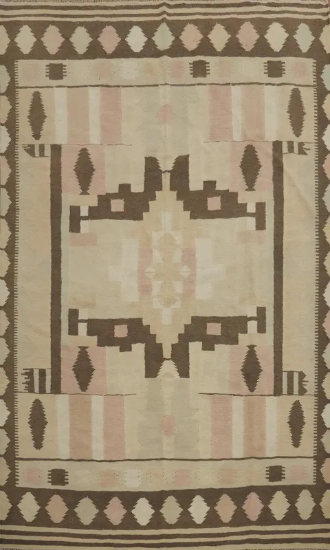 Rustic Geometric Kilim Rug 7x10 in Earthy Tones for Cozy Interiors
