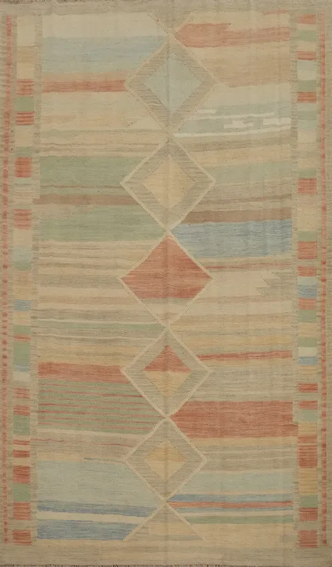 Muted Pastel Geometric Kilim Rug 6x9 for Elegant Interiors