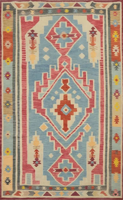 Tribal Wool Kilim Handwoven Area Rug 7x10
