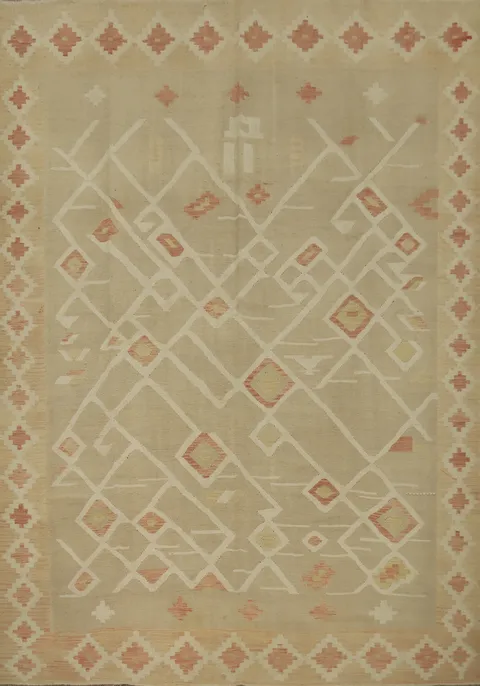 Vegetable Dye Wool Kilim Handwoven Area Rug 8x10