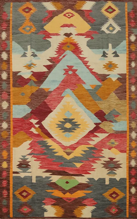 Tribal Wool Kilim Vegetable Dye Area Rug 7x10