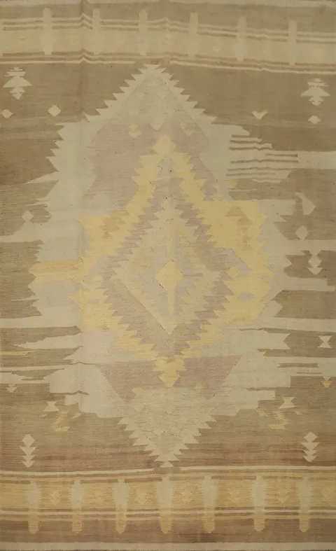 Vegetable Dye Wool Kilim Handwoven Area Rug 6x9