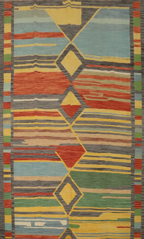 Vegetable Dye Kilim Flat Weave Area Rug 6x8
