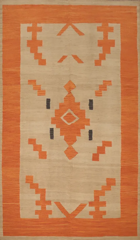 Geometric Kilim Vegetable Dye Area Rug 5x8